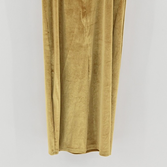 Lulus Honey Love Velvet Wrap Dress Size S Mustard Yellow Gold Bodycon Party Midi - Picture 12 of 13